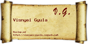 Visnyei Gyula névjegykártya